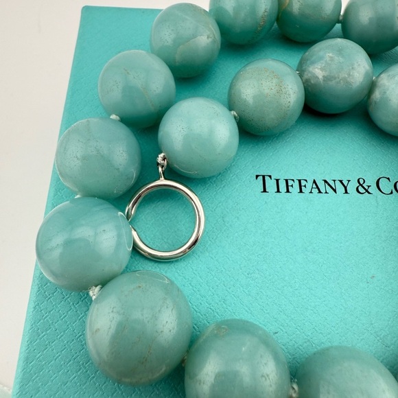RARE Tiffany & Co. 16mm Amazonite Necklace Sterling Silver Paloma Picasso - Picture 5 of 9